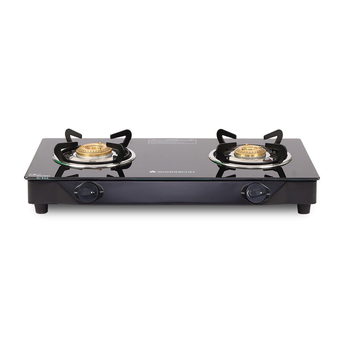 Glory 2 Burner Glass Cooktop, Stainless Steel Drip Tray, Black Toughened Glass with 2 Year Warranty, Manual Ignition Gas Stove