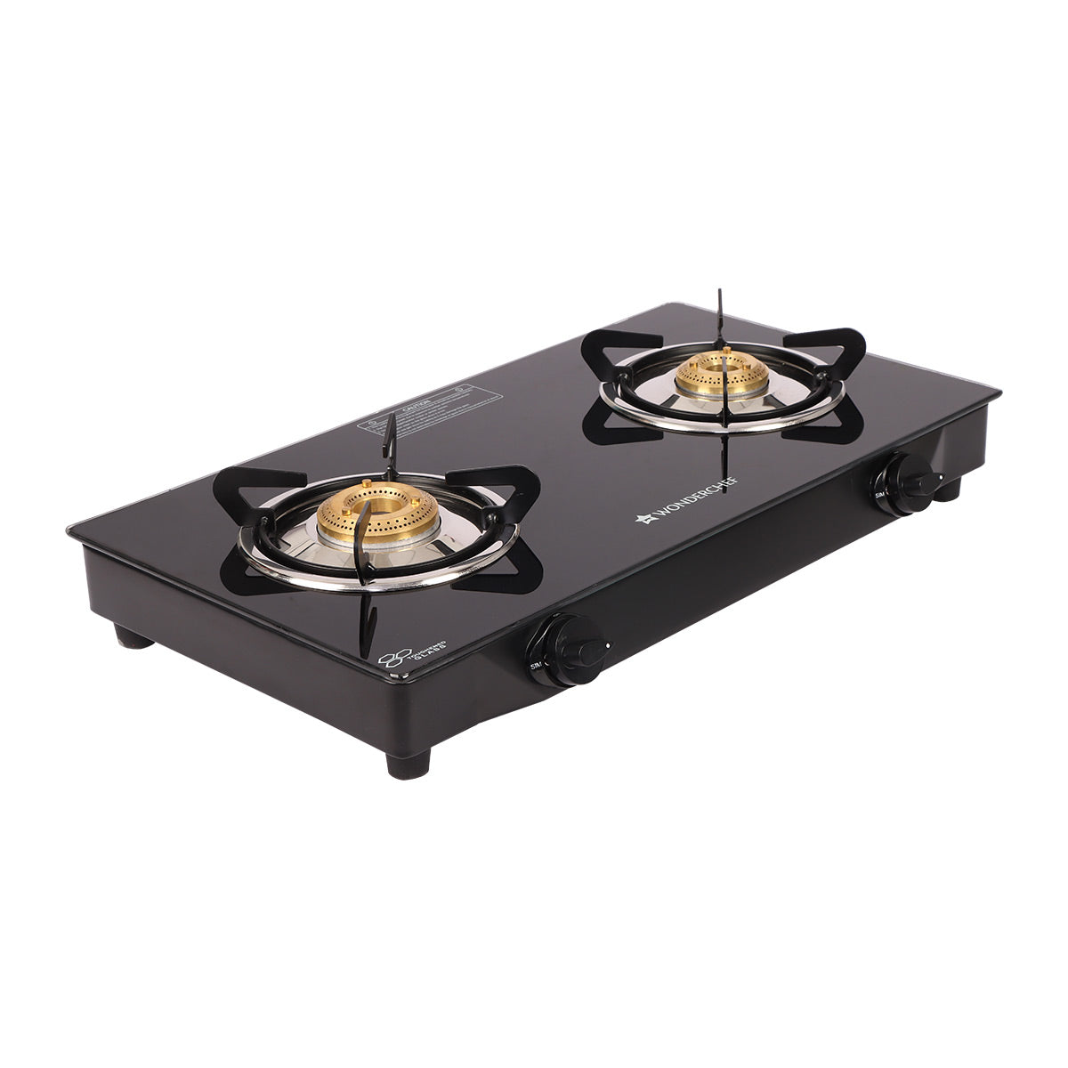 Glory 2 Burner Glass Cooktop, Stainless Steel Drip Tray, Black Toughened Glass with 2 Year Warranty, Manual Ignition Gas Stove