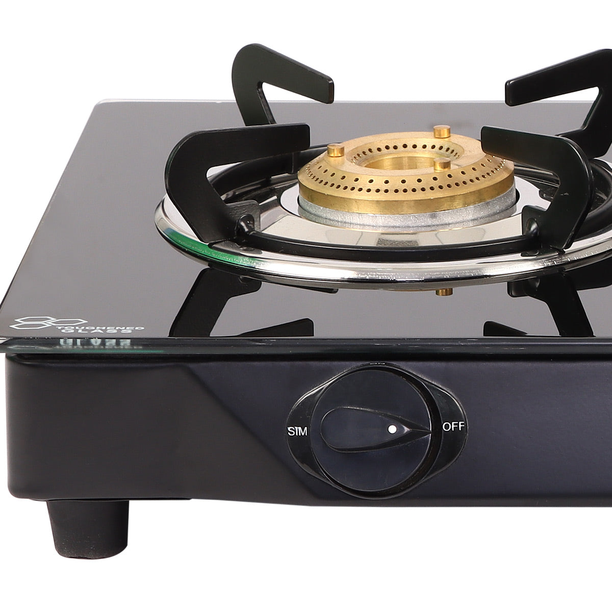 Glory 2 Burner Glass Cooktop, Stainless Steel Drip Tray, Black Toughened Glass with 2 Year Warranty, Manual Ignition Gas Stove