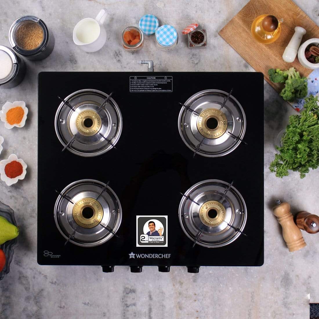 Wonderchef Cookware Wonderchef Power 4 Burner Glass Cooktop