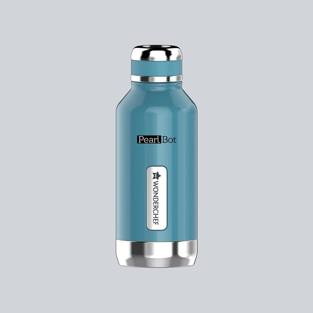 Pearl Bot, 500ml, Double Wall Stainless Steel Vacuum Insulated Hot and Cold Flask, Spill & Leak Proof, Blue Pearl, 2 Years Warranty