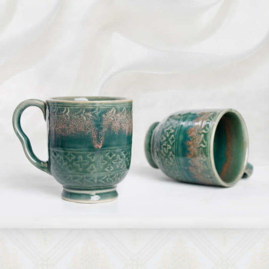 Earth Store Rustic Czar Green Mug (Set of 2)