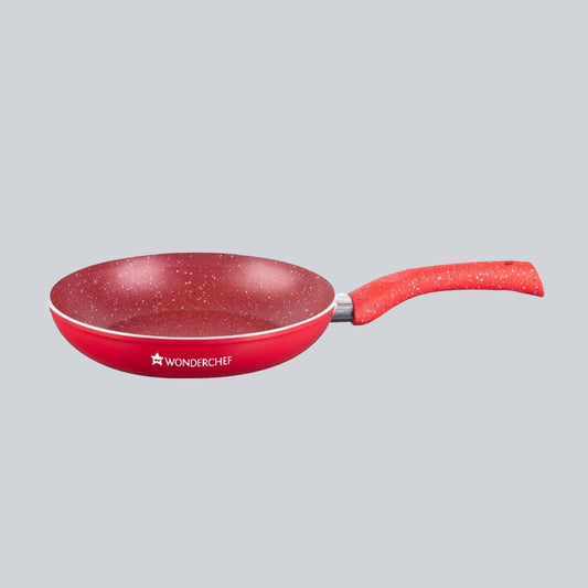 Granite Aluminium Non-stick Fry Pan, 24cm, 1.8L, Red, 5 Layer PFOA Free Nonstick Coating, Compatible on Hot Plate, Hobs, Gas Stove, Ceramic Plate and Induction , 2 Years Warranty