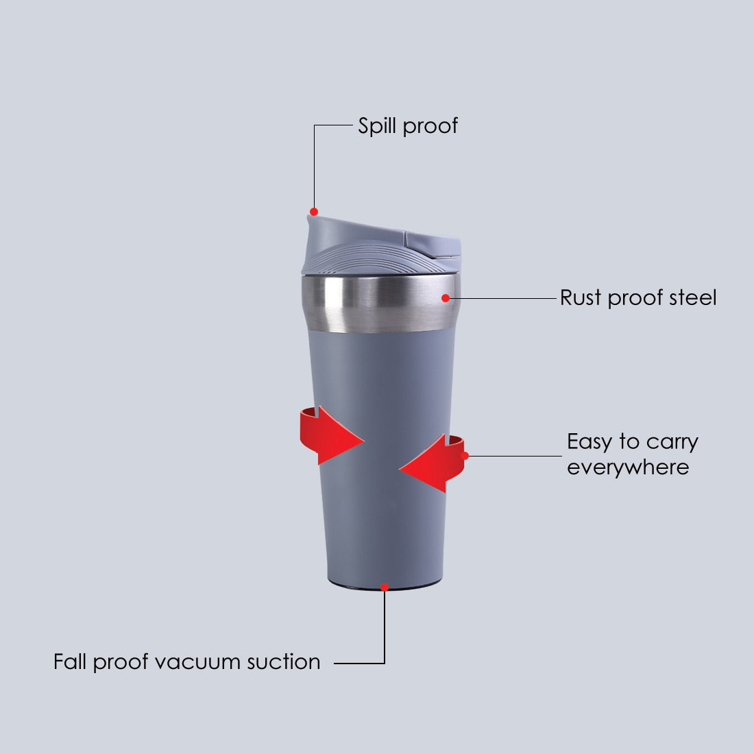 Wonderchef Safe Bot, Stainless Steel - 380ML - Grey