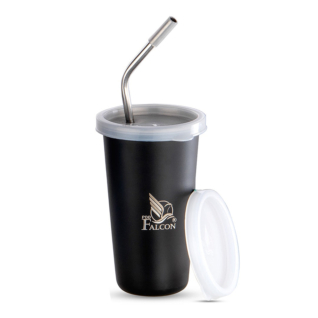 Pdd Falcon Steel Straw Glass 1 Pc Black 370 ML