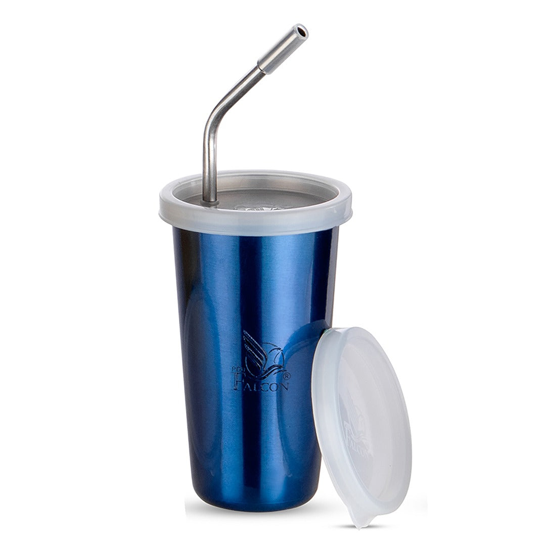 Pdd Falcon Steel Straw Glass 1 Pc Blue 370 ML