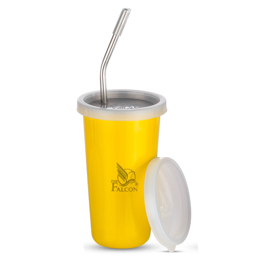 Pdd Falcon Steel Straw Glass 1 Pc Yellow 370 ML