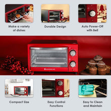 गैलरी व्यूवर में इमेज लोड करें, Oven Toaster Griller (OTG) Crimson Edge - 9 Litres - with Auto-shut Off, Heat-resistant Tempered Glass, Multi-stage Heat Selection, 2 Years Warranty, 650W, Red