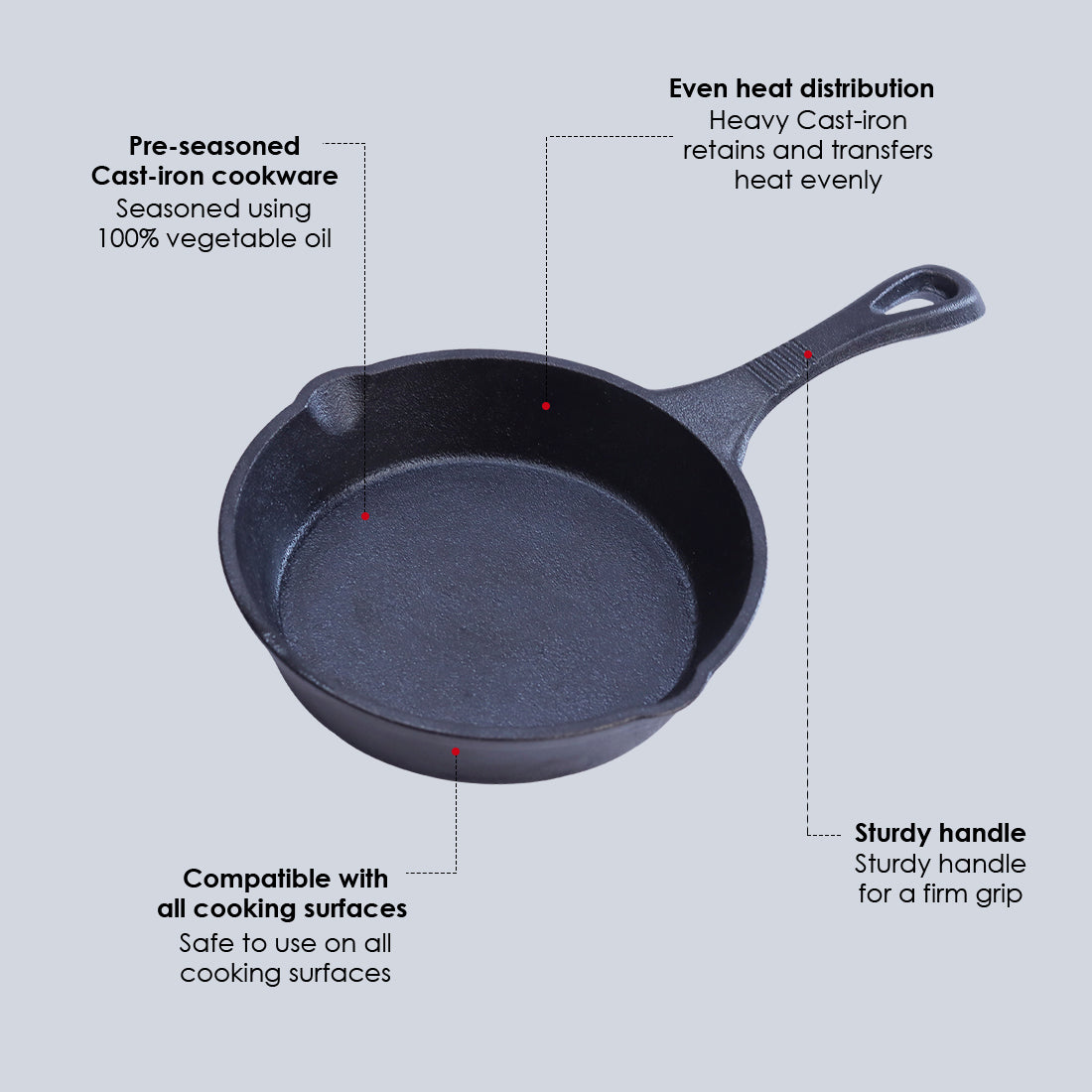 Wonderchef Forza Pre seasoned Cast iron Fry Pan 19cm