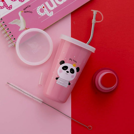 Pdd Falcon Steel Straw Glass 1 Pc Panda Pink 370 ML