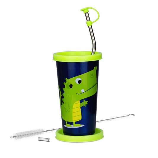 Pdd Falcon Steel Straw Glass 1 Pc Crocky Blue 370 ML