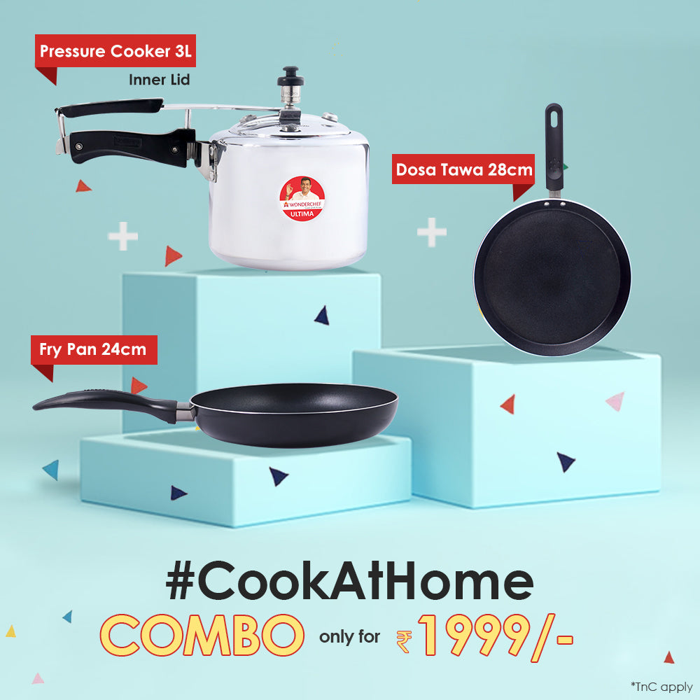 Pressure Cooker + 2 pc Cookware Combo (Inner Lid Pressure Cooker + Dosa Tawa + Frypan )