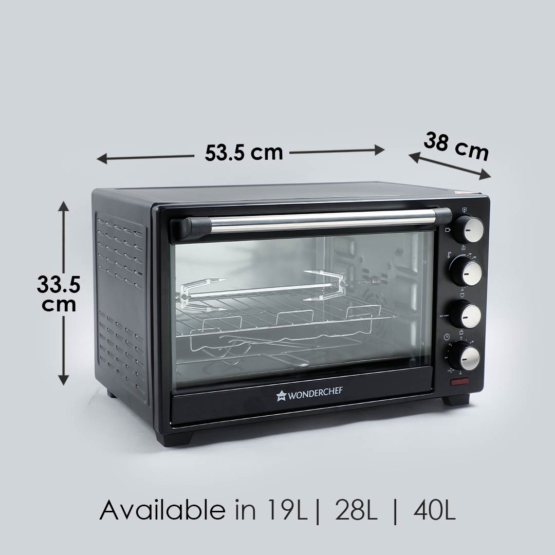 Oven Toaster Griller (OTG) - 40 Litres, Black - with Rotisserie,Auto-shut off, heat-resistant tempered glass, Multi-stage heat selection