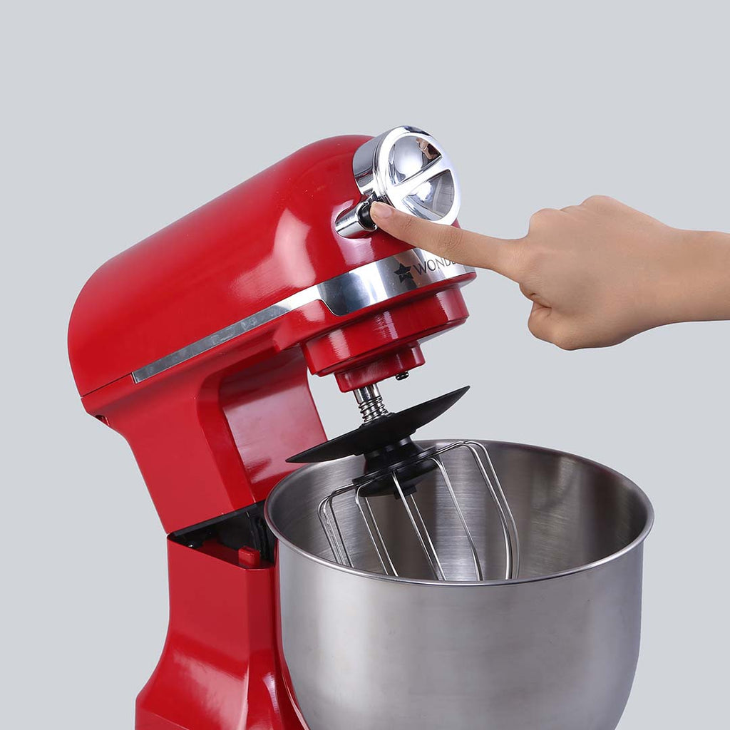 Crimson Edge Die-cast Metal Stand Mixer, 5.7L bowl, 6-speed setting, 1000W, Bakeware, Skid Resistant