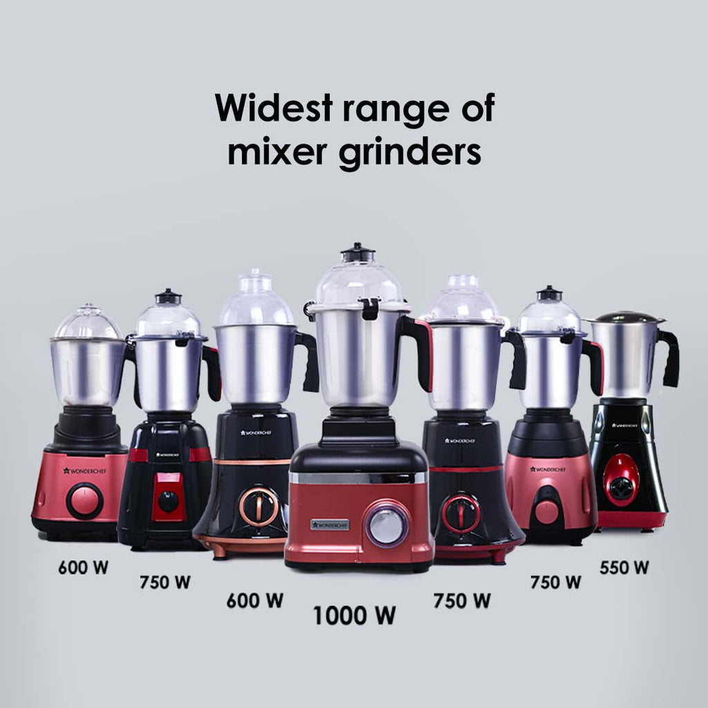 Vietri Mixer Grinder, 550Wwith 3 Anti-rust Stainless Steel Jars and Blades, 3-speed Knob, Anti-skid Feet, 5 Years Warranty on Copper Armature Motor, Black & Red