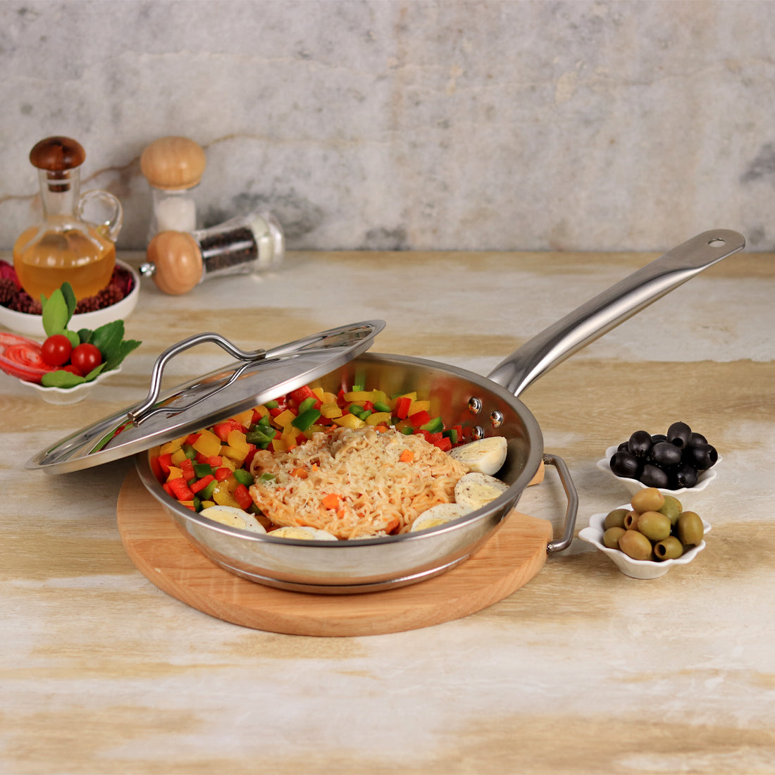 Wonderchef Stanton Fry Pan with SS Lid-20 cm - Wonderchef