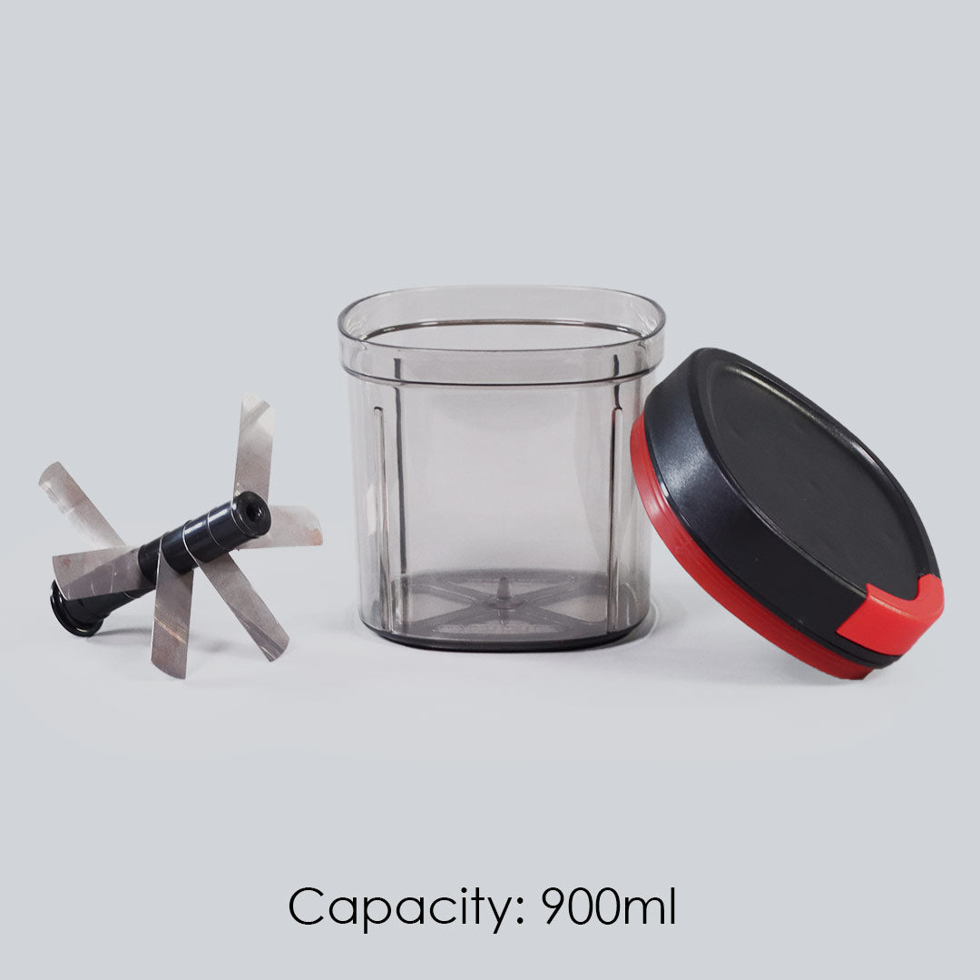 Glory String Vegetable Chopper with 6 Sharp SS Blade, Anti Slip Silicon Base Ring, Air Tight Lid, 900Ml, 1 Year Warranty