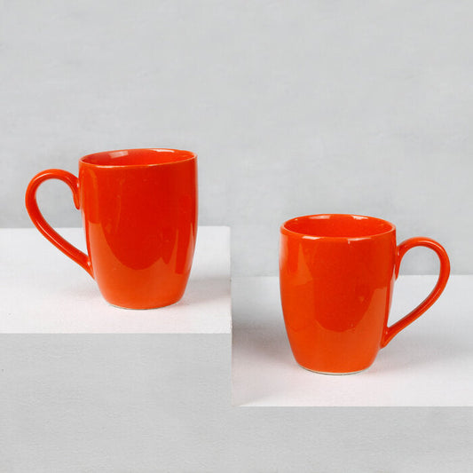 Earth Store Solid Orange Mug  (Set of 2)