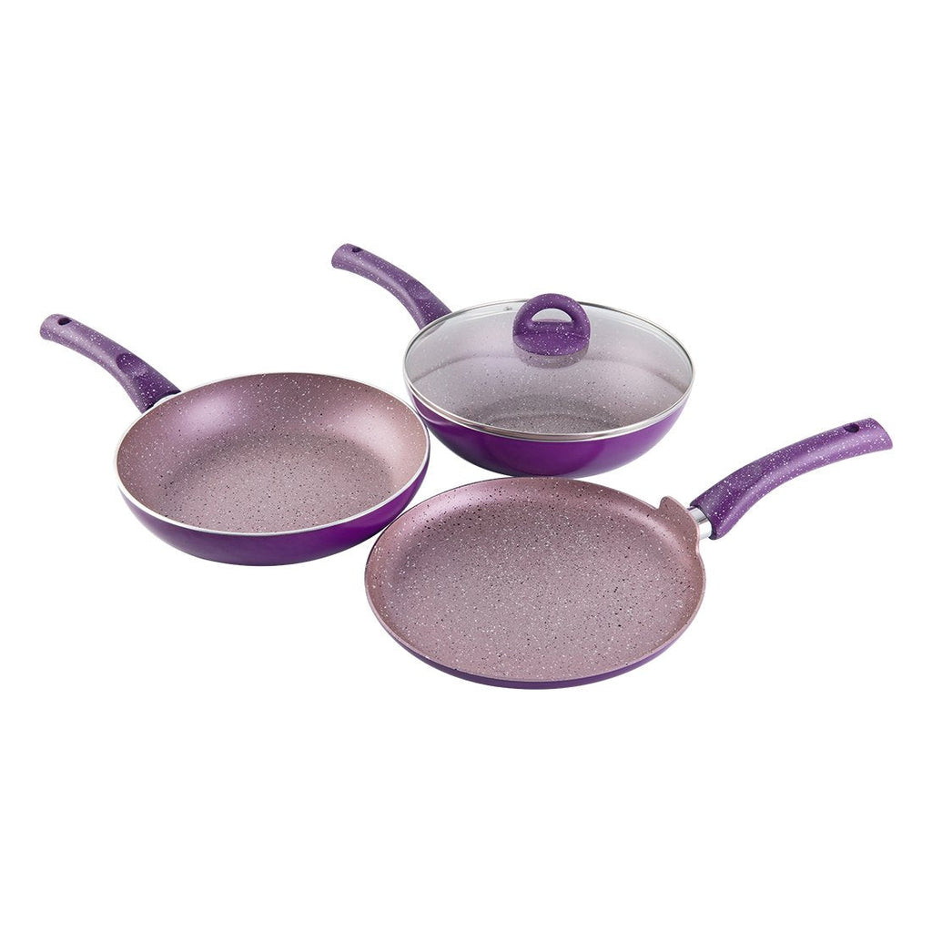 Nutri-Blend Complete Kitchen Machine (Champagne) and Granite Aluminium Nonstick Cookware Set (Purple)