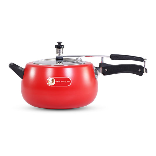 Regalia Induction Base Pressure Cooker with Inner Lid, 5L, 2 Years Warranty, Red