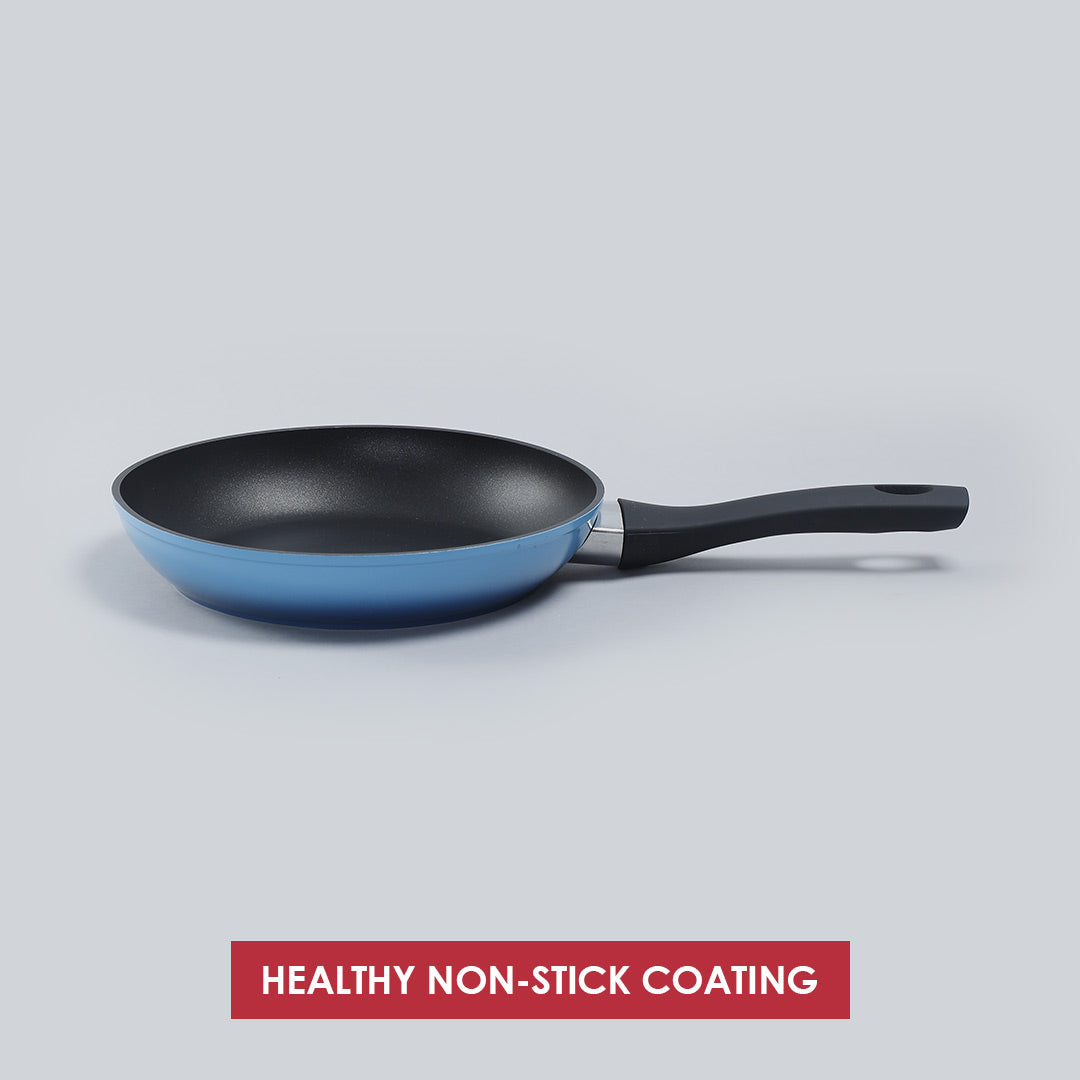 Sapphire Aluminium Non-stick Frying Pan, Induction Bottom, Soft-Touch Handle, Pure Grade Aluminium, PFOA/Heavy metals free, 24cm, 1.5L, 4mm, 2 Year Warranty, Blue