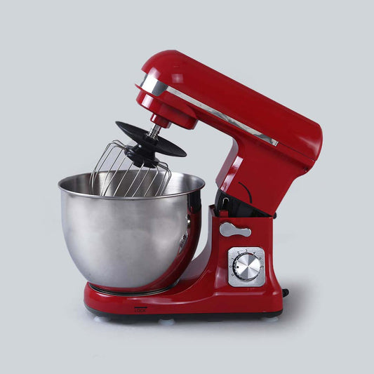 Crimson Edge Die-cast Metal Stand Mixer and Beater, 3 Attachments, 6 Speed Setting, 5L Bowl, 1000W – Red