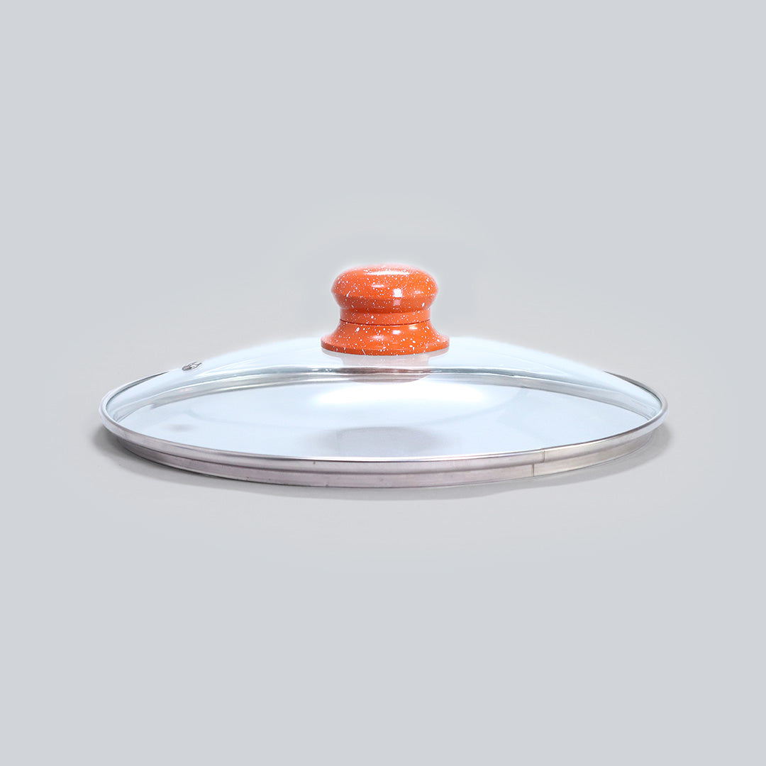 Orange Lid 24cm with elegant marble-coated knob