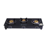 Acura 3 Burner Cooktop,  Black Toughened Glass Top with 1 Year Warranty, Efficient Brass Burners, Manual Ignition Gas Stove,