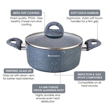 गैलरी व्यूवर में इमेज लोड करें, Granite Non-stick Casserole, Induction bottom, Soft-touch handles, Virgin grade aluminium, PFOA/Heavy metals free, 3.5mm, 2 years warranty, Grey - Wonderchef