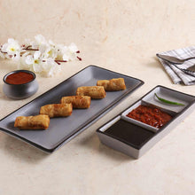 Load image into Gallery viewer, Teramo Stoneware Rectangular Platter 12&quot; x 6&quot;  Grey and 3 Portion Large Tray Grey