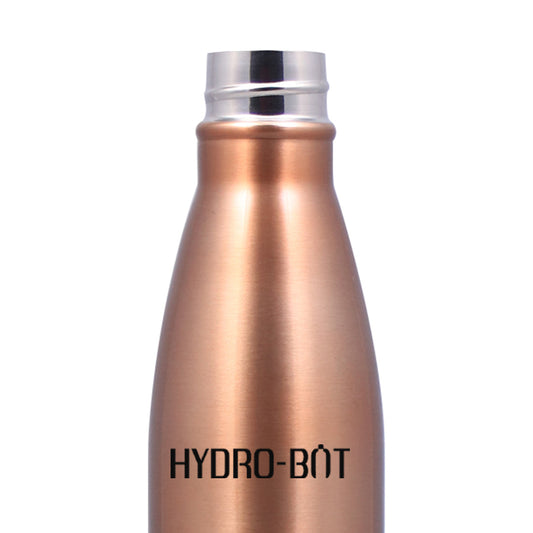 Hydro-Bot, 500ml, Stainless Steel Single Wall Water Bottle, Light Weight, Spill and Leak Proof, Brown, 2 Years Warranty