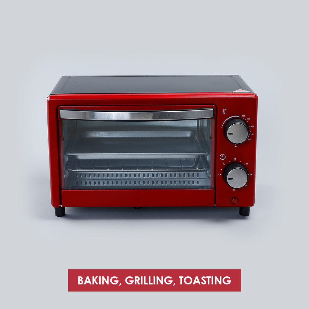 Oven Toaster Griller (OTG) Crimson Edge - 9 Litres - with Auto-shut Off, Heat-resistant Tempered Glass, Multi-stage Heat Selection, 2 Years Warranty, 650W, Red