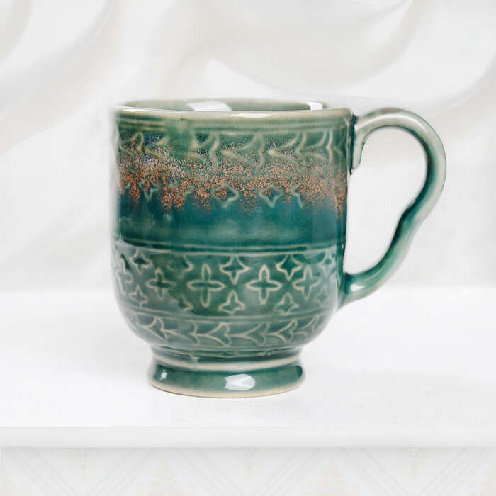 Earth Store Rustic Czar Green Mug (Set of 2)