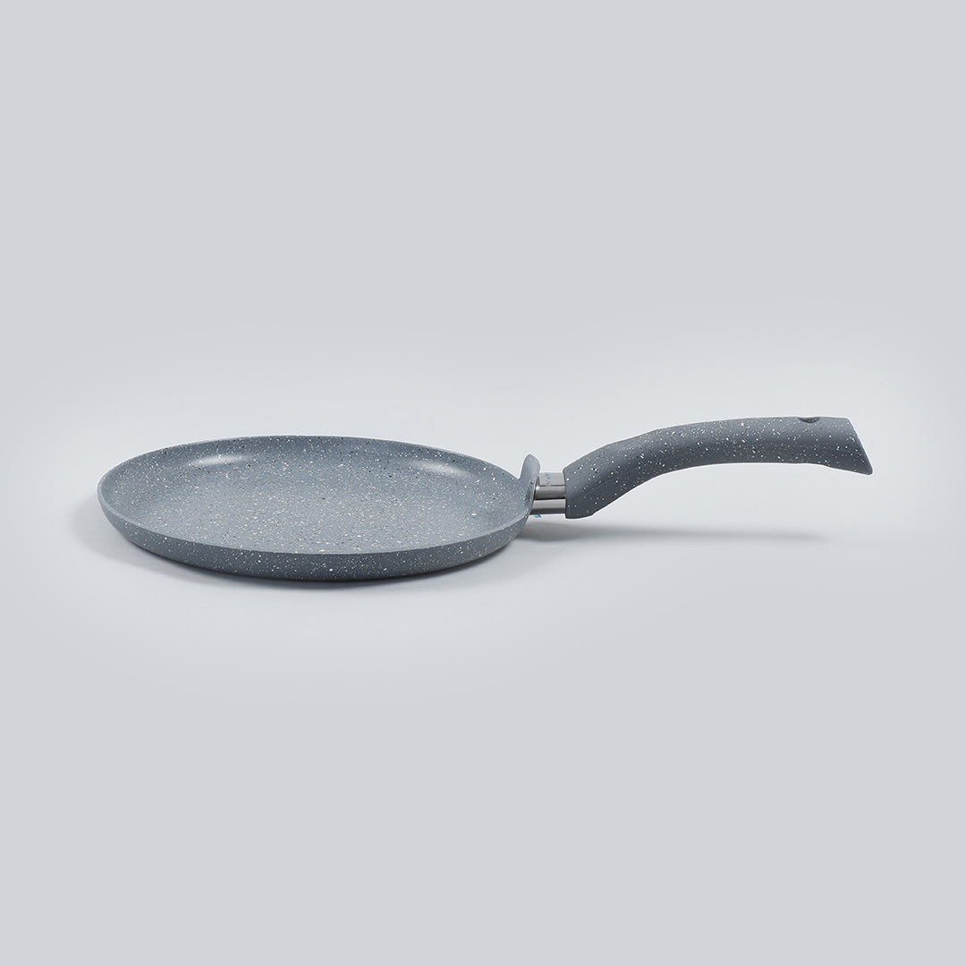 Granite Non-stick Dosa Tawa, Induction Bottom, Soft-touch Handle, Virgin Grade Aluminium, PFOA/Heavy metals free, 3.5mm, 2 years Warranty, Grey