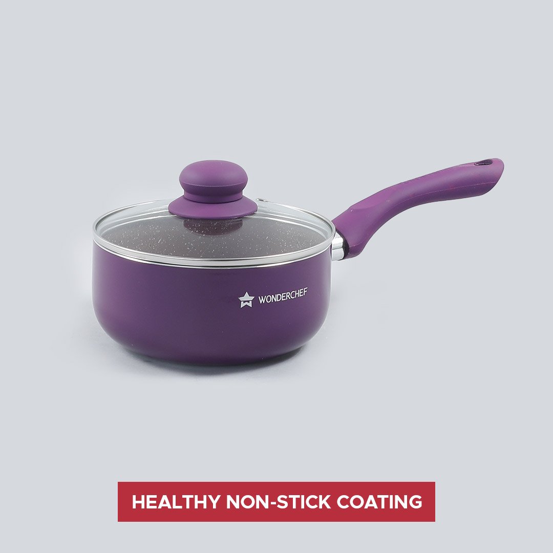 Nutri-Blend Mixer Grinder 2 Jar (Champagne) And Royal Velvet Aluminium Nonstick Sauce Pan (Purple)