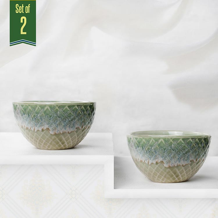 Earth Store Rustic Olive Green Bowl (Set of 2)