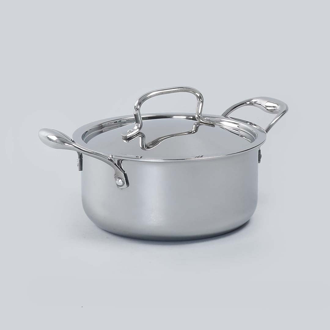 Nigella 3-ply Stainless Steel Casserole with Lid, Die-cast Handle, Induction Friendly- 20cm, 3L, 2.6mm