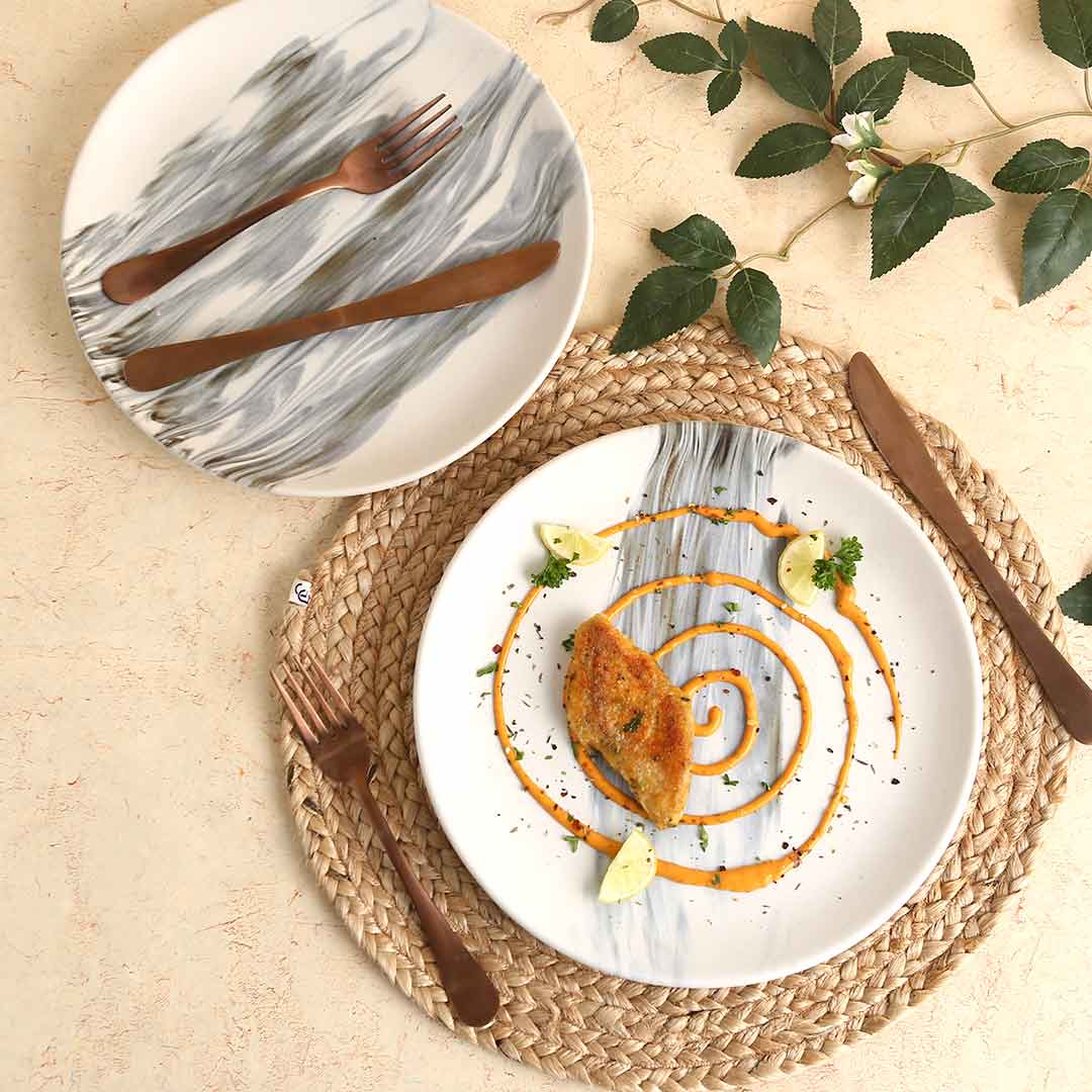 Teramo Stoneware 10" Dinner Plate - Marble White (Set of 2)