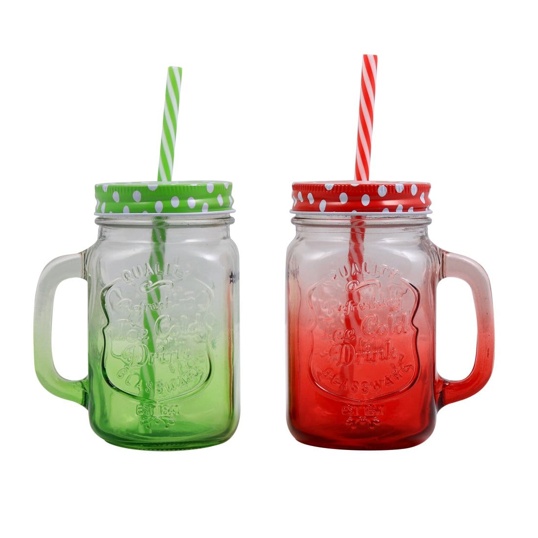 Wonderchef Mason Jar Set 450Ml (Red And Green) - Wonderchef