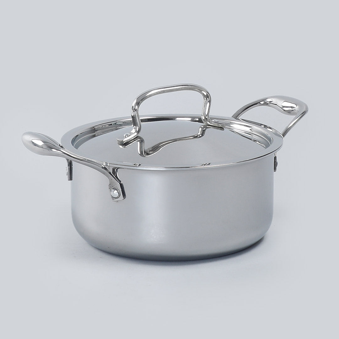 Nigella 3-ply Stainless Steel Casserole with Lid, Die-cast Handle, Induction Friendly- 24cm, 4.8L, 2.6mm