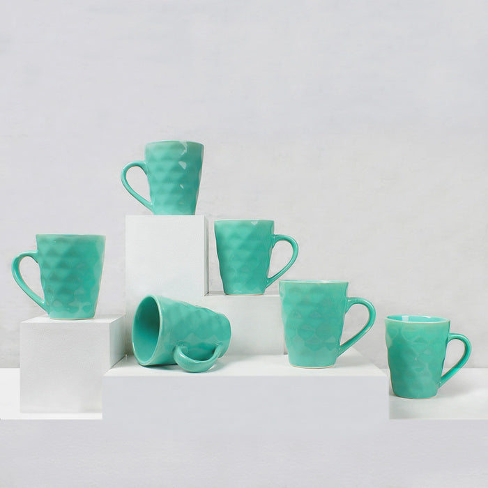 Earth Store Green Diamond Plain Mugs (Set of 6)