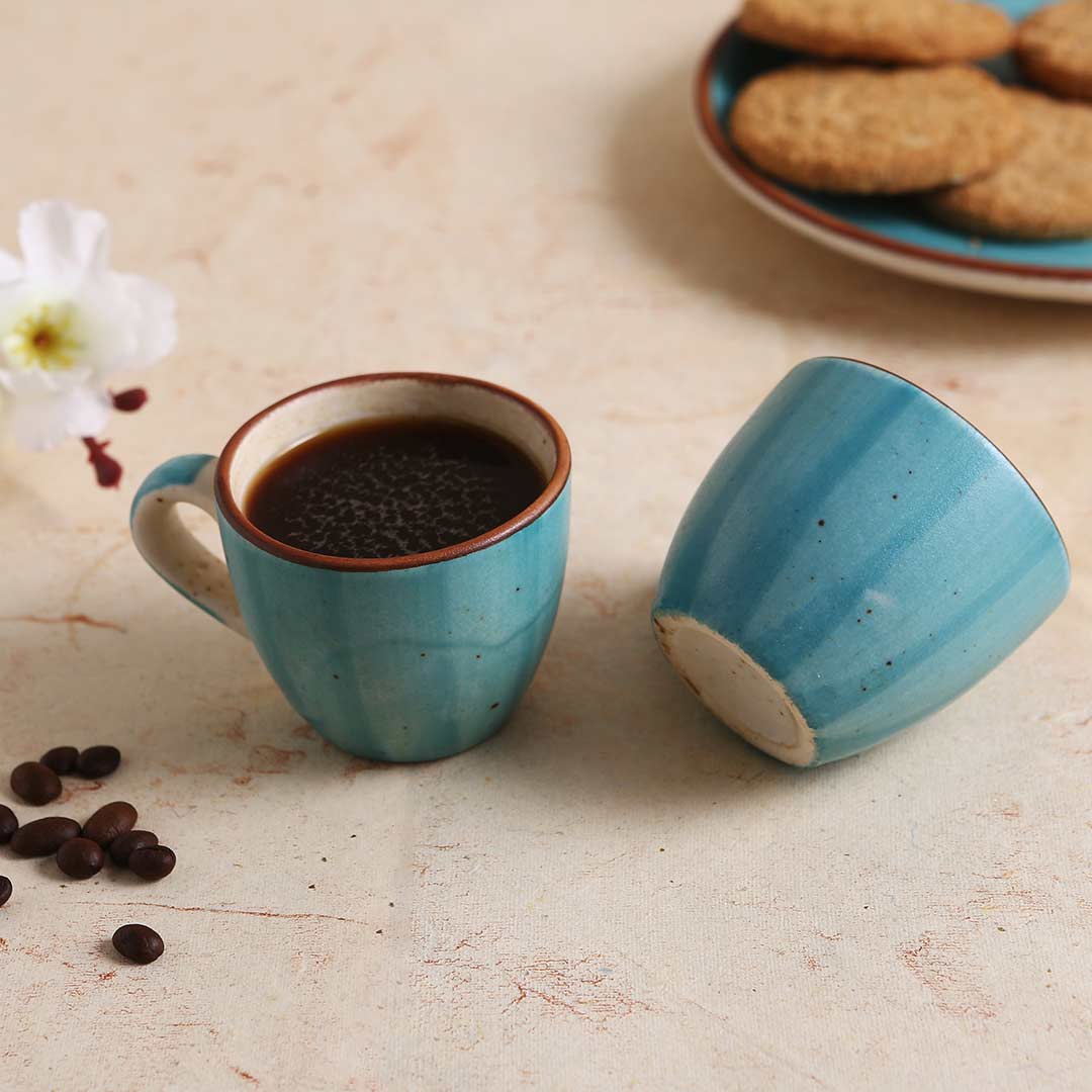 Teramo Stoneware Espresso Cup - Blue (Set of 2)