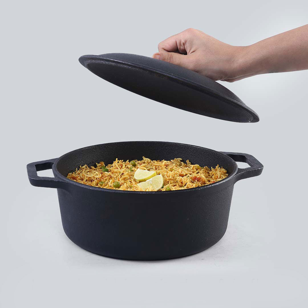 Forza Cast-iron Casserole With Lid, Pre-Seasoned Cookware, Induction Friendly, 25cm, 4.7L, 3.8mm