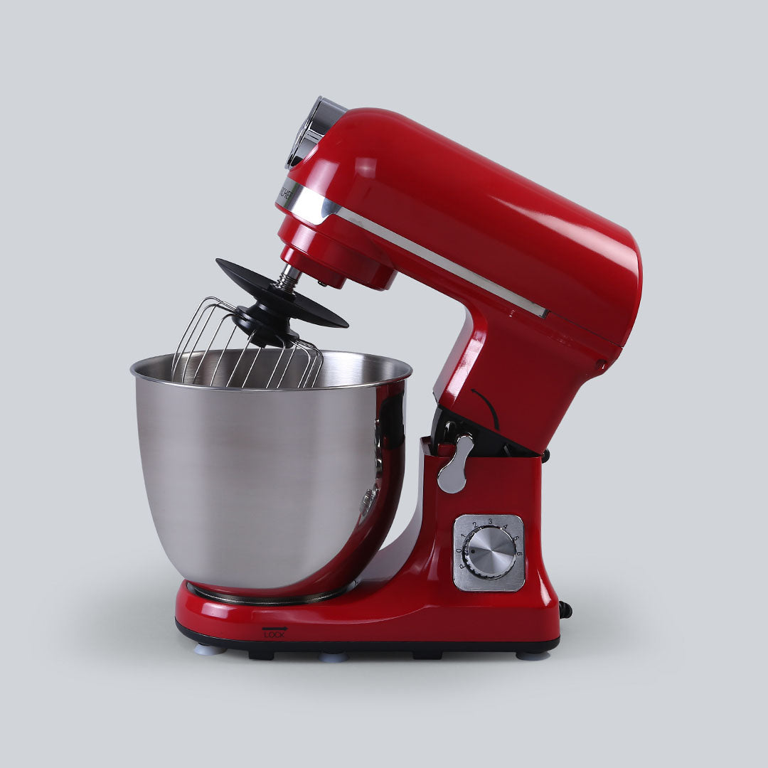 Crimson Edge Die-cast Metal Stand Mixer, 5.7L bowl, 6-speed setting, 1000W, Bakeware, Skid Resistant