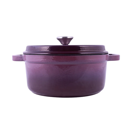 Ferro Cast-iron Casserole with Lid, Induction Friendly, Enamel Coating- 3.5mm, Purple, 5 Years Warranty