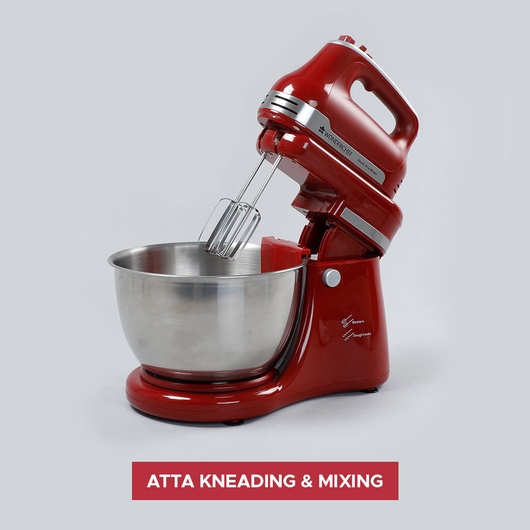 Stand Mixer, Beater And Dough Kneader Crimson Edge, 3 Attachments, 5 Speed Setting, 4.5L Bowl, 2 Years Warranty, 300W – Red