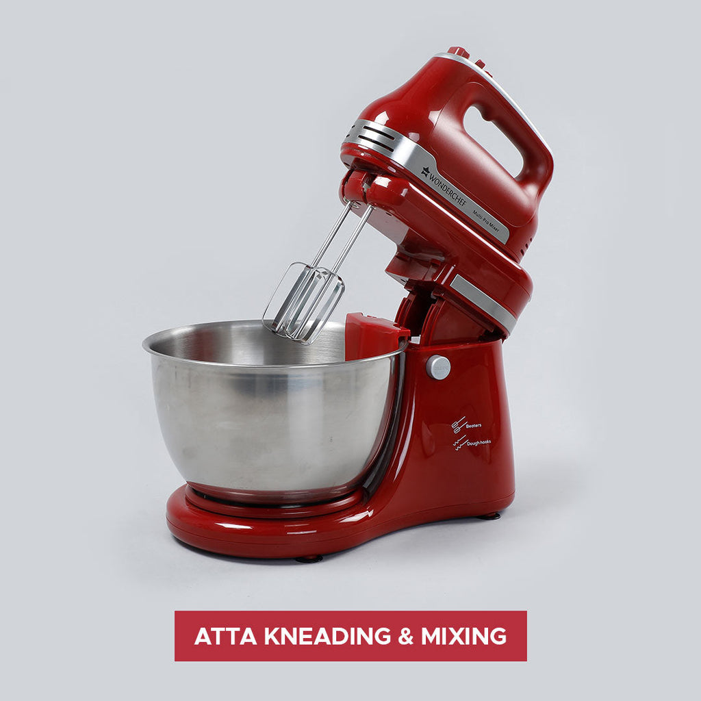 Stand Mixer, Beater And Dough Kneader Crimson Edge, 3 Attachments, 5 Speed Setting, 4.5L Bowl, 2 Years Warranty, 300W – Red