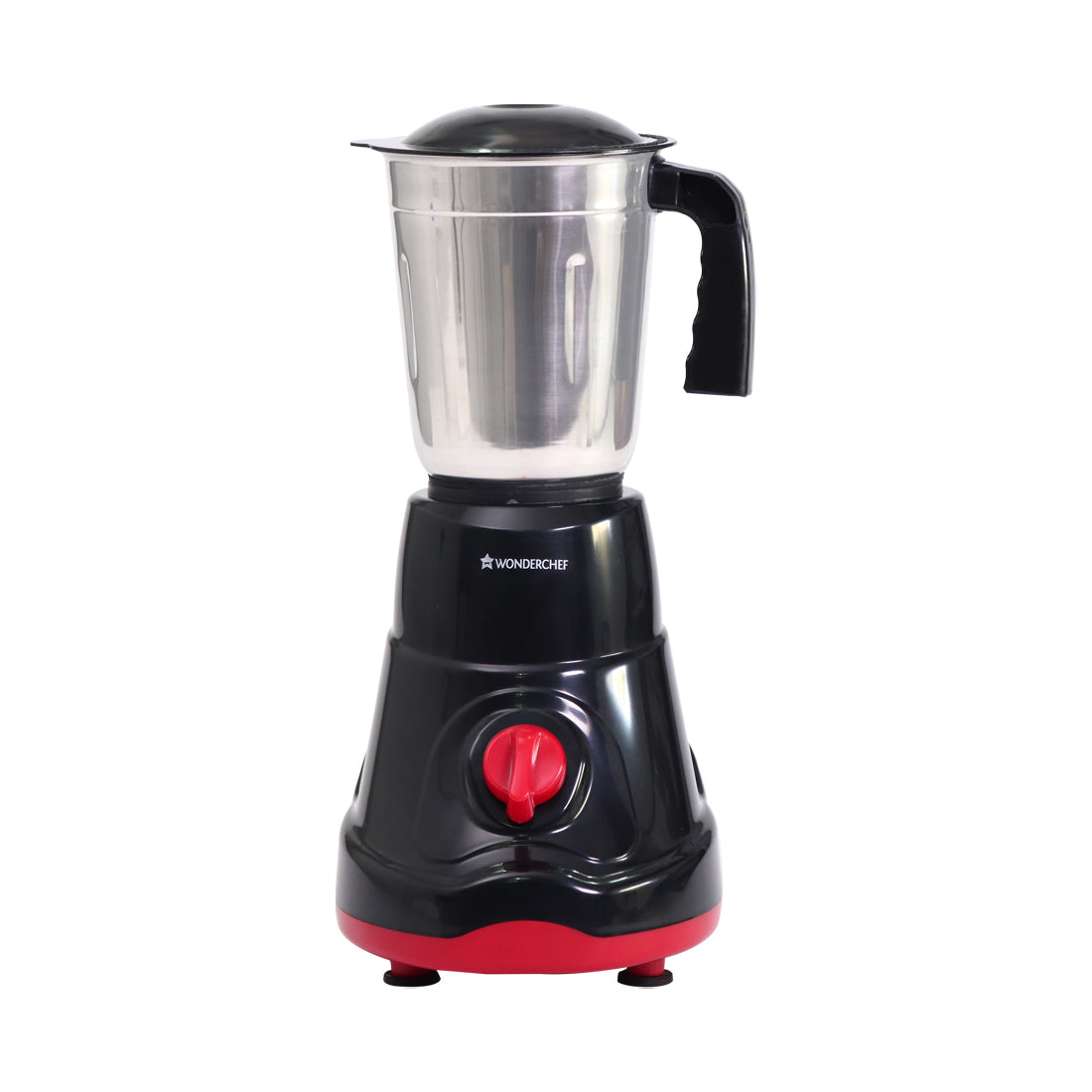 Acura Mixer Grinder, 550Wwith 3 Anti-rust Stainless Steel Jars and Blades, 3-speed Knob, Anti-skid Feet, 5 Years Warranty on Copper Armature Motor, Black & Red