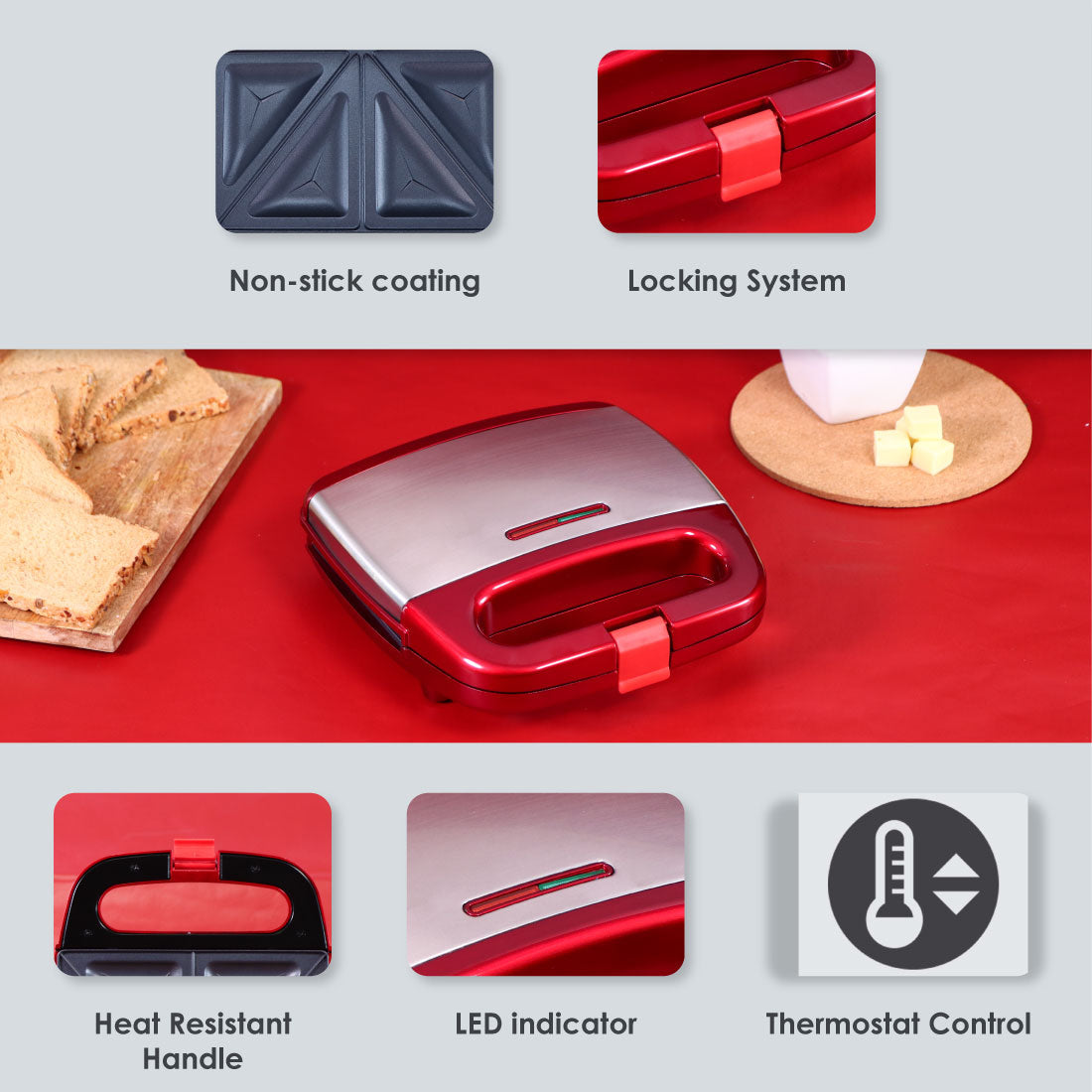 Crimson Edge Sandwich Maker