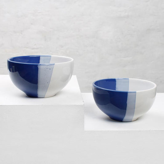 Earth Store White Blue Dual Tone Bowl (Set of 2)